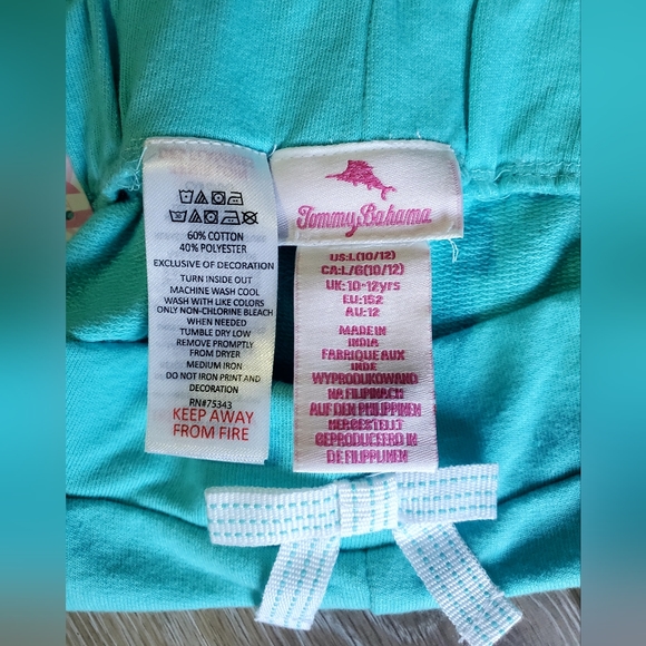 NEW Girls Tommy Bahama teal pull on knit shorts with front pockets in Sz.10/12 - Picture 4 of 6